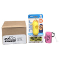 New puppy starter kit: EZ Pick Up 1,000 count bag box, yellow Duke's dispenser and pink Bark+ leash clip dispenser