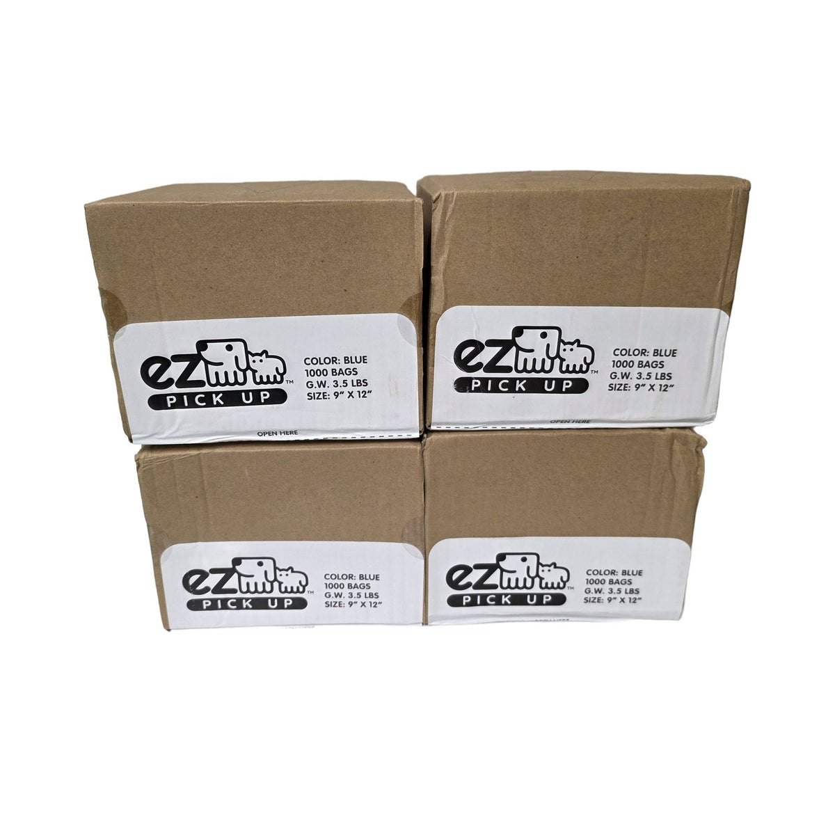 EZ Pick Up dog waste bags case of 4 boxes, 4,000 bags total, side view