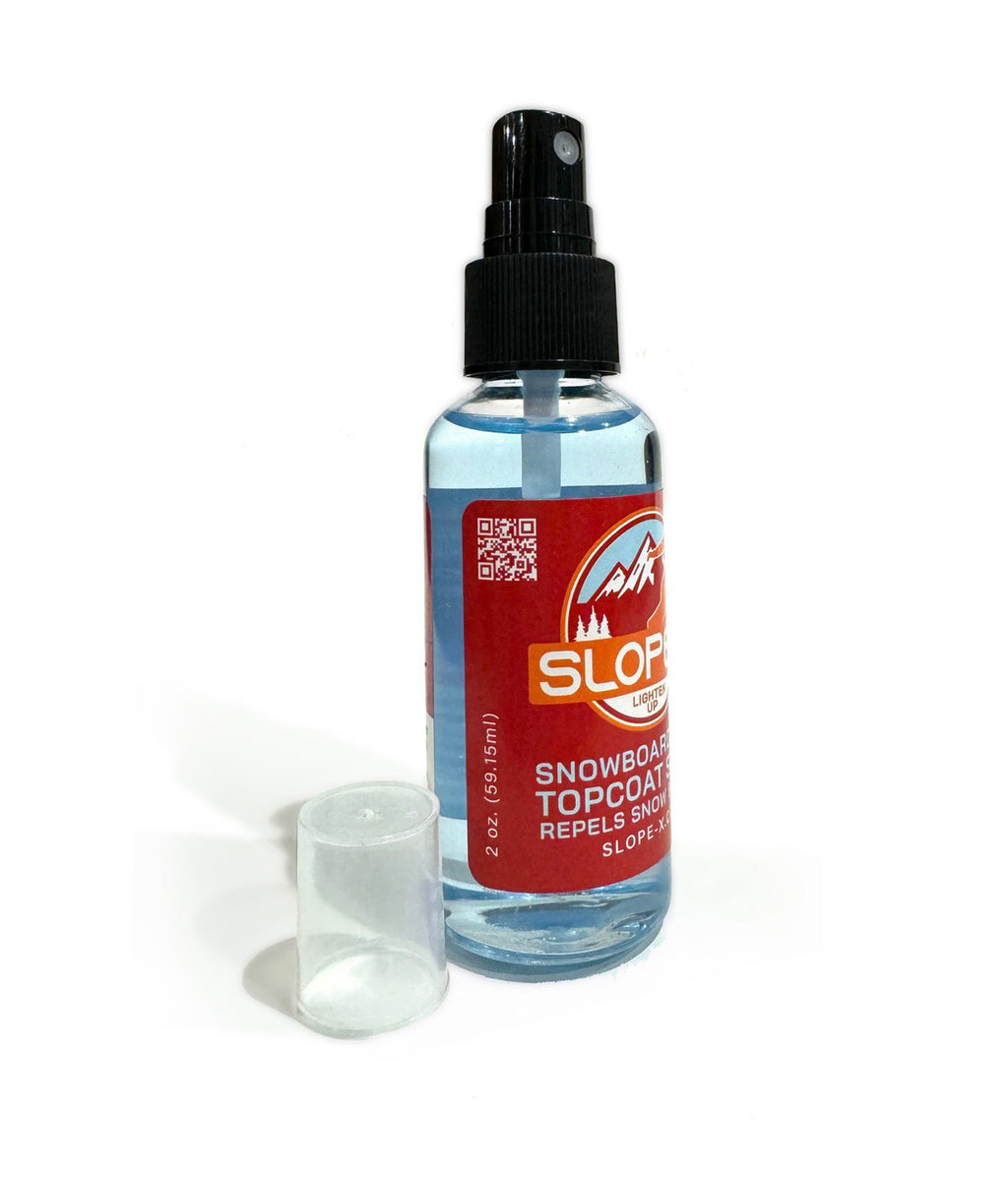 Slope-X ski and snowboard topcoat spray bottle with the cap off